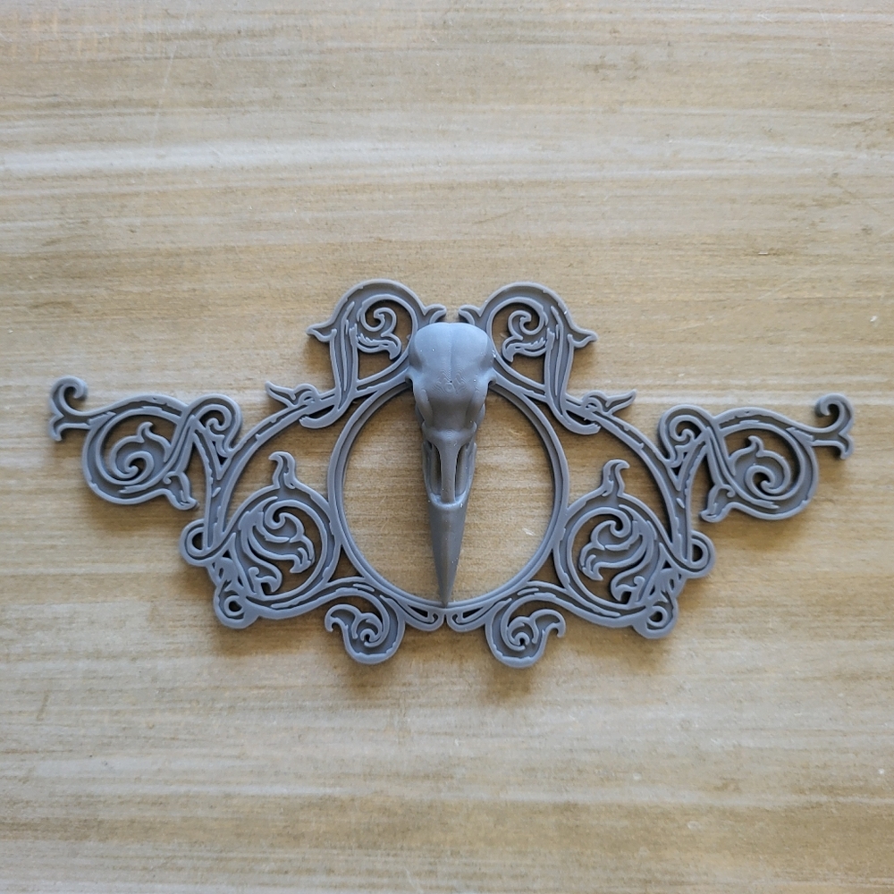 🖤 Gothic Raven Skull Furniture Onlay 🖤